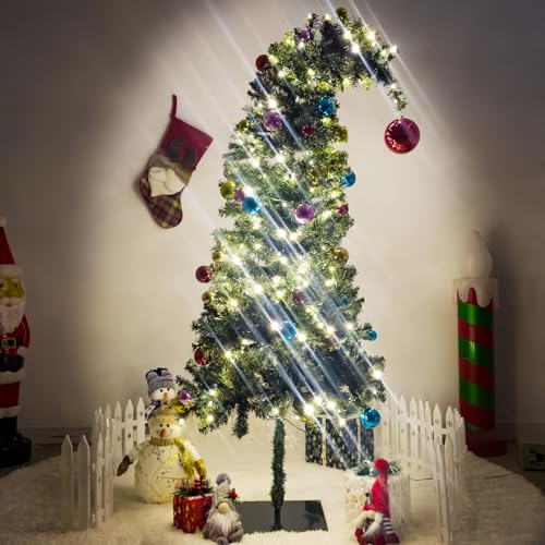 Prelit 5FT Christmas Tree With Lights, Funny Stoop Tree With
