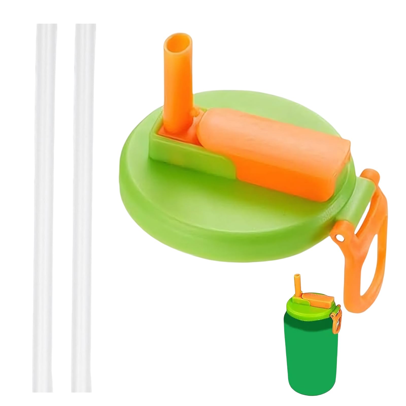 Kighdel Green 1Pcs Can Lids For Fizzy Drinks Orange Soda Can Lids With Straw,Straw Soda Can Lid,Spill-Proof Carbonated Beverage Can Lid,Reusable,Suitable For Standard Canned Beverages,Juice,Beer