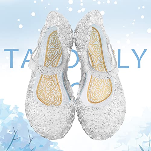 Tandefly Princess Girls Sandals Jelly Mary Jane Flats Shoes Dress Up Dance Party Cosplay Shoes For Kids Toddler White #TOP2