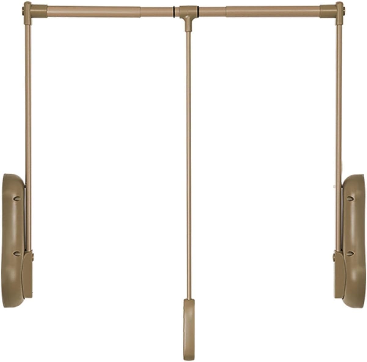 Pull Down Closet Rod, Easy to Pull Down, Silent Buffering, Wear-resistant Material, Adjustable Width Closet Pull Down Rods Hanger, Suitable for Bedrooms and Closets (Color : Gold, Size : 650-850)
