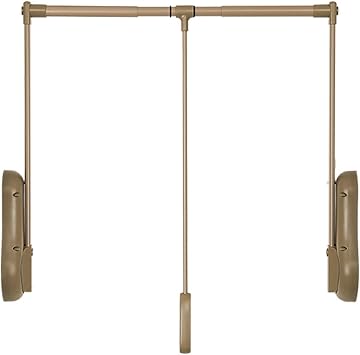 Pull Down Closet Rod, Easy to Pull Down, Silent Buffering, Wear-resistant Material, Adjustable Width Closet Pull Down Rods Hanger, Suitable for Bedrooms and Closets (Color : Gold, Size : 650-850)