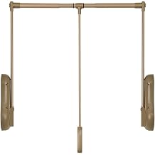 Pull Down Closet Rod, Easy to Pull Down, Silent Buffering, Wear-resistant Material, Adjustable Width Closet Pull Down Rods Hanger, Suitable for Bedrooms and Closets Color Gold, Size 650-850