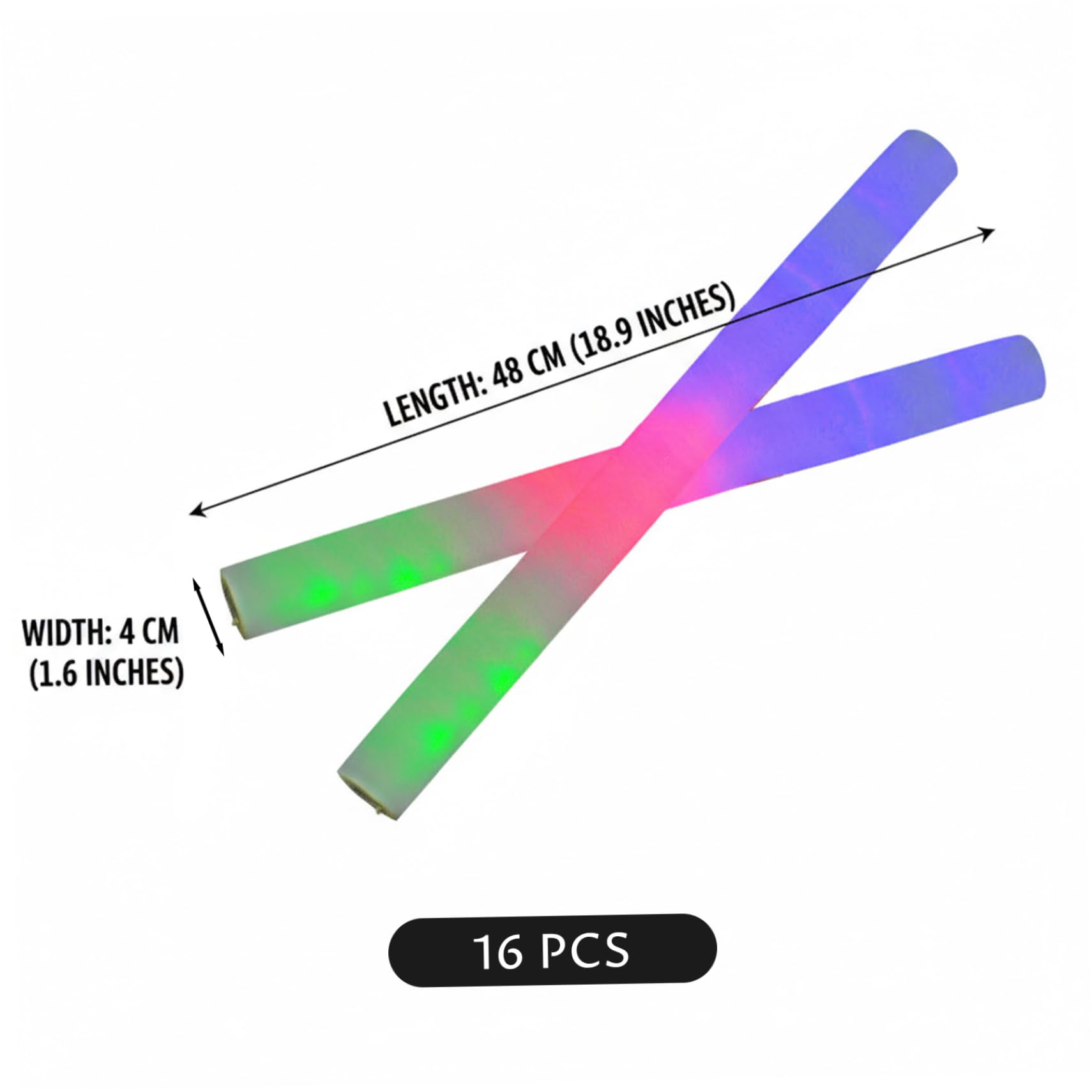 Confezione da 16 bastoncini sfusi con 3 modalità di illuminazione, bastoncini colorati in schiuma LED per feste, concerti ed eventi notturni, decorazioni d'été