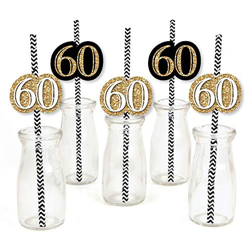 Decoración de pajillas de papel para fiesta de 60 años miniatura 1