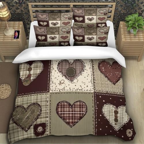 Linge de lit en microfibre résistante effet vintage rétro effet 3D patchwork - 5