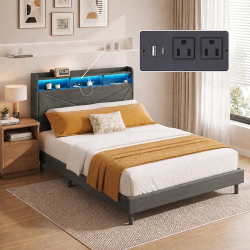 COLAMY 12 Inch Wood Platform Bed Frame，Sturdy Full Size Bed
