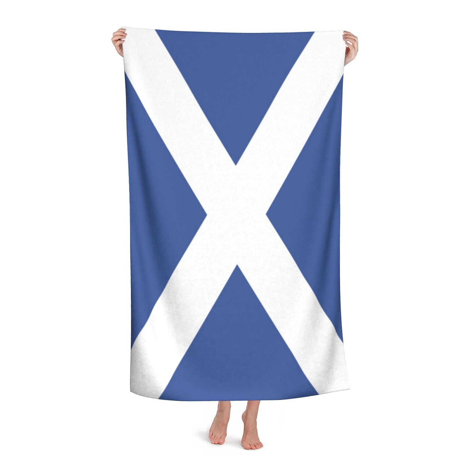 FFLSDR Beach Towel Scottish Flag Microfiber Large Bath Towel for Adults Absorbent Quick Dry Beach Blanket 80X130CM