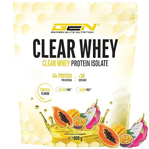 Clear Whey Isolate Protein Shake - Batido de proteínas afrutado y refrescante - Aislado de proteína de suero puro (900g, Tropical)