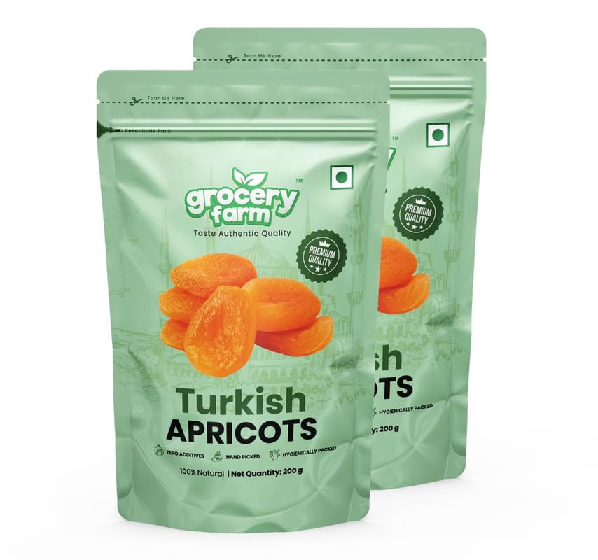 Grocery Farms Turkish Apricots: Juicy and Delicious Apricots | Naturally Sourced | Rich in Vitamins | Premium Khumani | No Added Preservatives | 200 gm Pack of 2-400 gm (B0BYP7SRLG) Amazon Price History, Amazon Price Tracker
