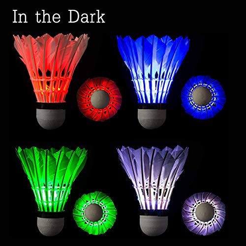 Arespark Led Badminton Shuttlecock, Dark Night Colorful Led Goose Feather Glow Birdies Lighting, Light Up Shuttle-Cocks Badminton Balls For Outdoor & Indoor Sports Activities #TOP6