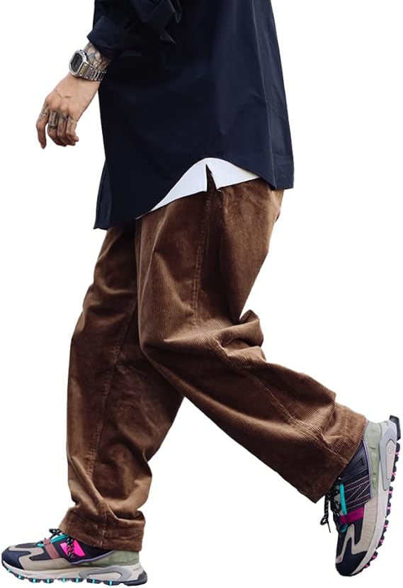 Amazon Yacoresya メンズ コーデュロイパンツ クライミングパンツ テーパード 無地 ベルト付き ロングパンツ 暖かい あったか ワイド バルーンパンツ コットン 綿 ワーク アメカジ ストリート系 秋冬 ロングパンツ 通販