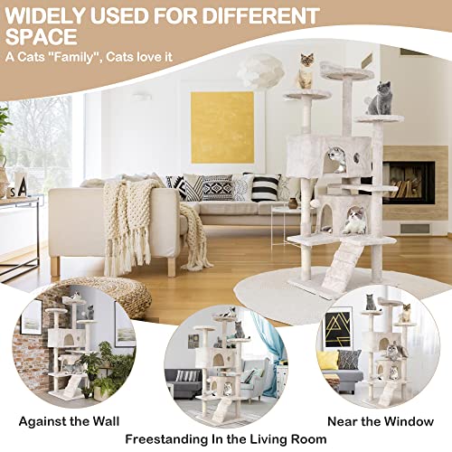 Árbol para gatos multi-nivel de 70 pulgadas con poste rascador miniatura 6