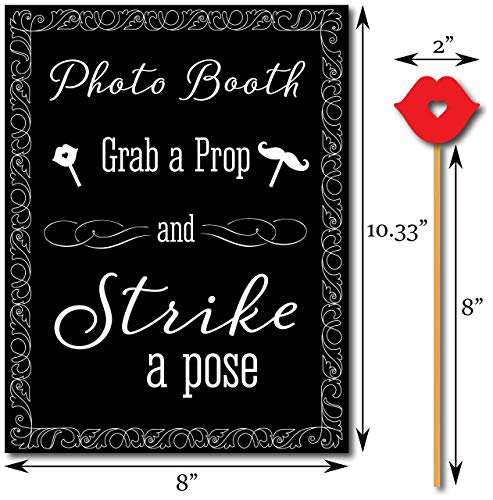 50Th Birthday Photo Booth Props - 31-Pc Selfie Props With 8 X 10-Inch Sign, 45 Glue Dots, 35 Sticks - Photo Booth 50Th Birthday - 50Th Birthday Props For Photo Booth #TOP3