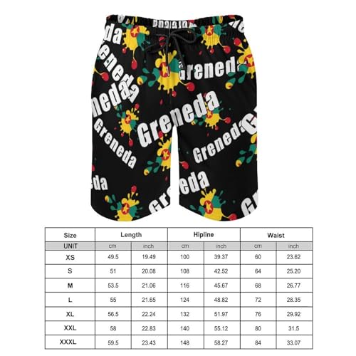 Flag of Grenada Men's Swim Trunks Board Shorts Beachshorts Swimsuits with Pockets Mesh Liner2