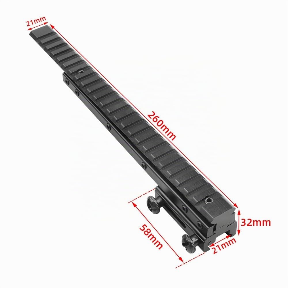 Adaptateur De Conversion for Rail Picatinny 21 Mm, Longueur 260 Mm, 24 Emplacements, Montage Rapide en Alliage D'aluminium