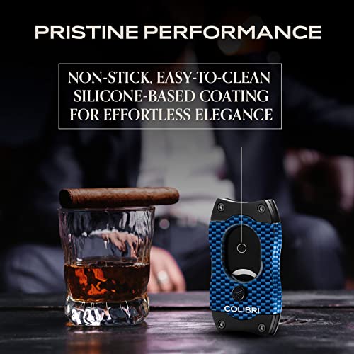 Colibri S-Cut Cigar Cutter, Carbon Fibre Pattern, Classic Straight Cut, Up-to 66 Ring Gauge Cigars, Non-Stick Coating - Image 4