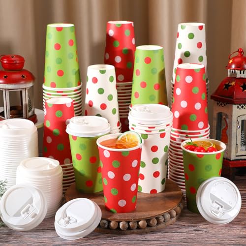Tasses de Noël jetables 355ml avec couvercles évitant les brûlures et fuites - 3