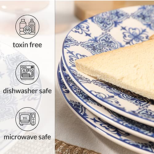 Sonemone 11 Inch Blue Floral Dinner Plates, Set Of 4, Large Ceramic Plates For Salad, Dinner, Microwave & Dishwasher Safe #TOP2