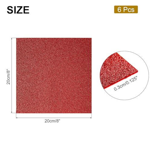 Image of MECCANIXITY 6Pcs Red Glitter Acrylic Sheets 1 /8 inch Thickness 8 inch x 8 inch Glossy PMMA Fluorescent Plastic Sheets Extruded Translucent Blanks for DIY Art Crafting Laser Cutting & Engraving