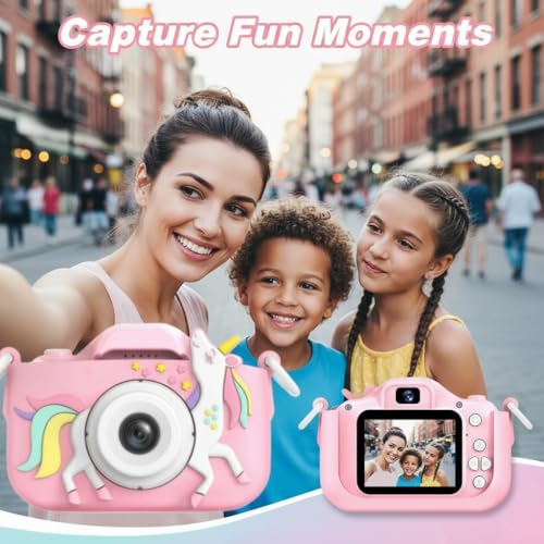 Image of MAVOKIS Unicorn Kids Camera for Girls 3-9 Years, 1080P HD Video Camcorder with Selfie, Games & Photo Frames, 2 inch Screen, Rechargeable, SD Card Supported (Not Included), Best Birthday Gift (Pink)