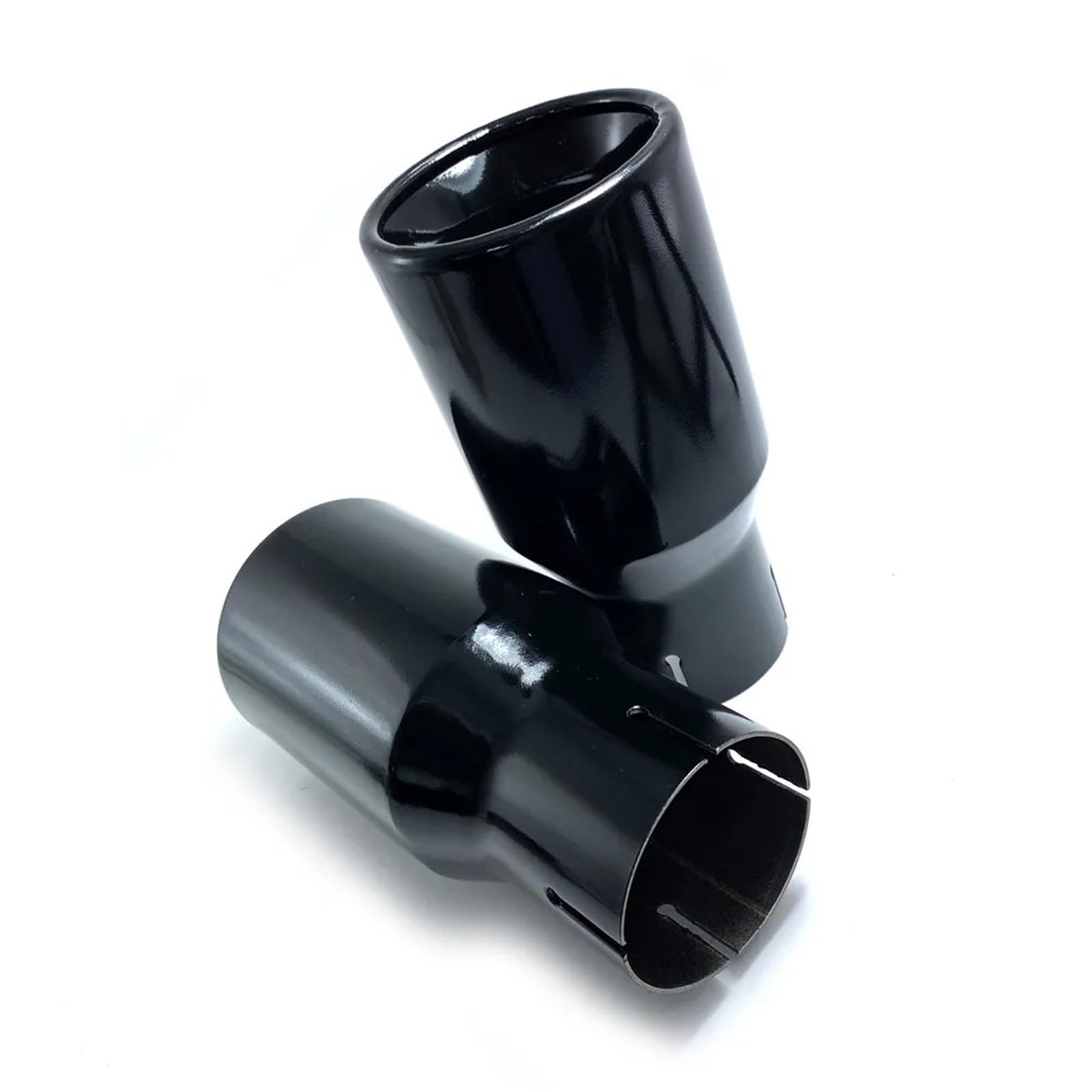 Terminale Tubo Coda Punta Di Scarico Universale Da 2,5" Per Auto, Terminale Automatico, Ugello Per Marmitta, Smussato In Acciaio Inox, Vernice A Cottura Completa, Nero