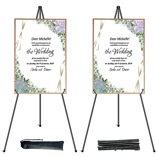 Display Easel Stand for Wedding Sign 63 Folding Art Easel with Carry Bag Portable Tripod for Painting Posters Signs Artwork & Trade Exhibitions Black (2 Pack)