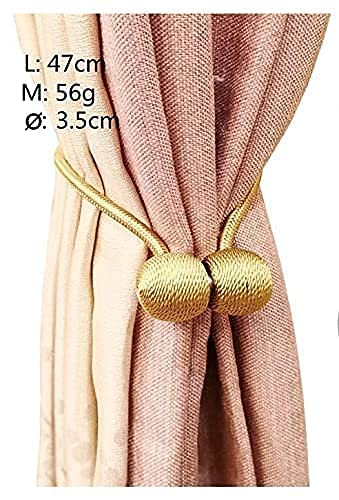 Image of Home Cloud Magnetic Curtain Tiebacks Curtain Drape Holdbacks Clips Rope Holder Buckles for Home Bedroom Office (1 Pair 2pcs, Gold)