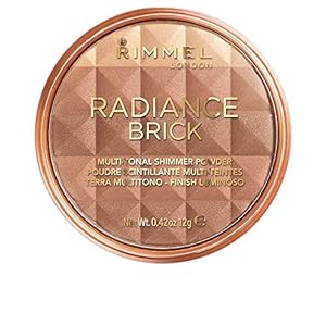 Rimmel London Radiance Shimmer Brick Pressed Bronzer, Light-As-Air Contouring Formula, 002 Medium, 12 g