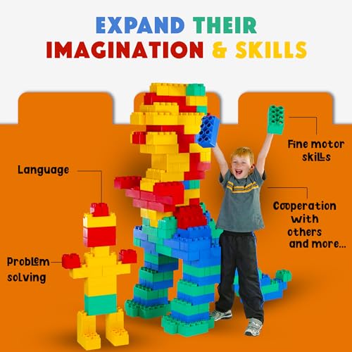 Big Blocks for Kids Ages 4-8 — Indoor & Outdoor Blocks for Kids Games — Large Building Blocks (192 pc) Jumbo Set