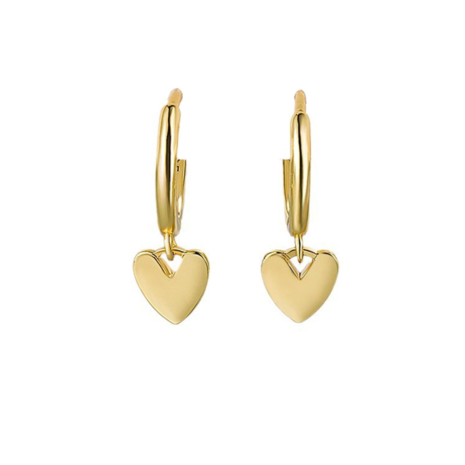 Cute Heart Love Dangle Drop Cartilage Small Huggie Hoop Earrings for Women Dainty Lightweight Sweet Love Heart Earrings 14k Gold Plated Tiny Hoops