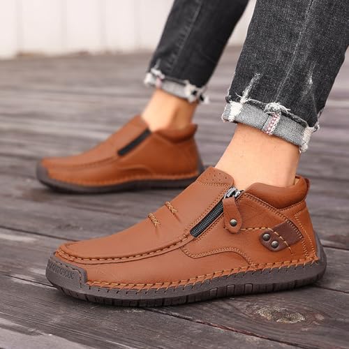 The First Young Shoes Men, Mens Handmade Premium Leather Slip-On Driving Boots, Slip On Boots for Men Travel & Outdoor4