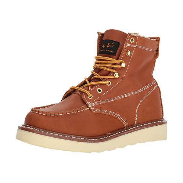 Ad Tec Men's 6in Lightweight Pig Skin Lining Grain Leather Farm Boots, Brown - Moc Soft Toe with Cushioned Insole and Mud Free Outsole, Brown, 13 Wide