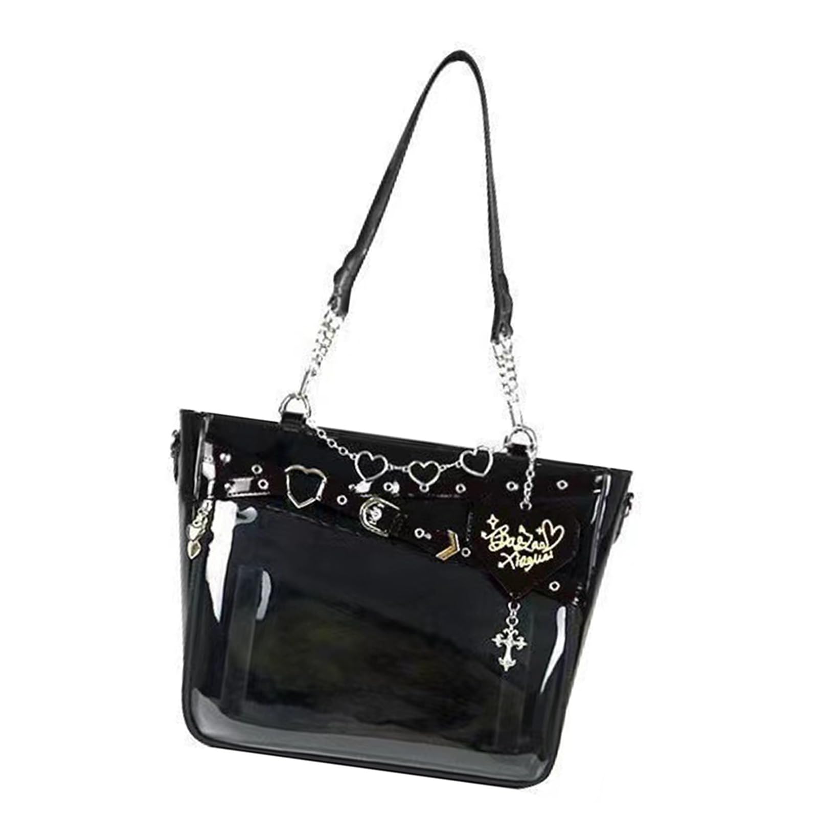 Ldabrye Handbags for Women Large Capacity Crossbody Bag with Heart Chain Japanese Anime Styles Shoulder Bags for Women and Fashion