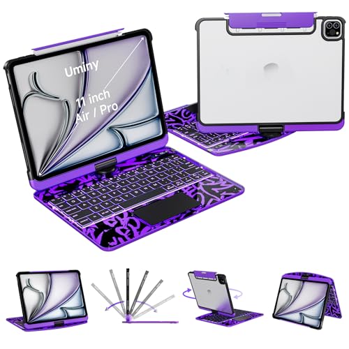 Uminy ���� �L�[�{�[�h�P�[�X iPad Air 11�C���` (M3 2025/M2 2024) Air ��5/4���� 10.9�C���` & iPad Pro 11�C���` (4-1st) - �}���`�^�b�` �g���b�N�p�b�h 360°��]�X�^���h 7�F�o�b�N