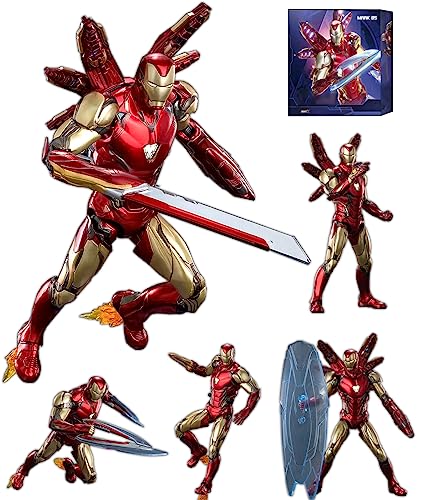 BANOBI Ironman MK85 (Deluxe Version),7 Inch Collectible Action Figure with Multi Weapon Accessories,Light with Chest and Eyes,Exquisite Painting 20 Joints Movable Toy (1/10 Scale)