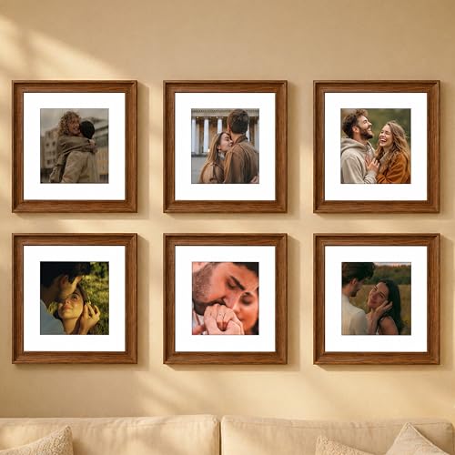 Image of Art Street Wooden Photo Frame for living room, Aesthetic Cave Design Photo Frames for Photograph, Art Work, Certificates Set of 6 (10x10 Inch, Black)