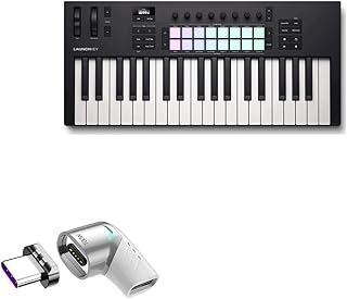 BoxWave Adapter Compatible with Novation Launchkey MK4 37 - MagnetoSnap PD Angle Adapter, Magnetic Charging Connector Device Saver - Metallic Silver