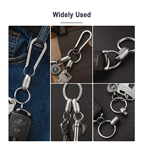 Tisur Swivel Keychain Clip, Titanium Detachable Pull Apart Key Chain, Key Ring Organizer Keychain For Men Women (1Pc Swivel+D Ring +Key Ring) #TOP6