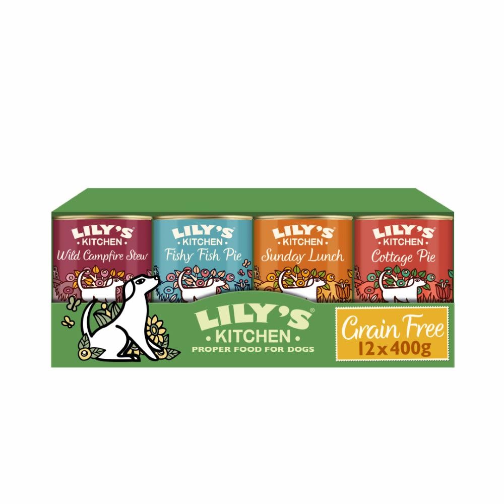 Lily's Kitchen Natural Adult Wet Dog Food Tins Grain-Free Recipe Variety Pack 12x400g