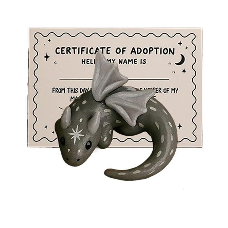 Emotional Support Dragon - New Handmade Mini Pocket Dragon Sculpture, Anxiety Relief Stress Comfort Calming Toy, Cute Whimsical Gift for Halloween Xmas & Desk Bookshelf Décor (Grey)