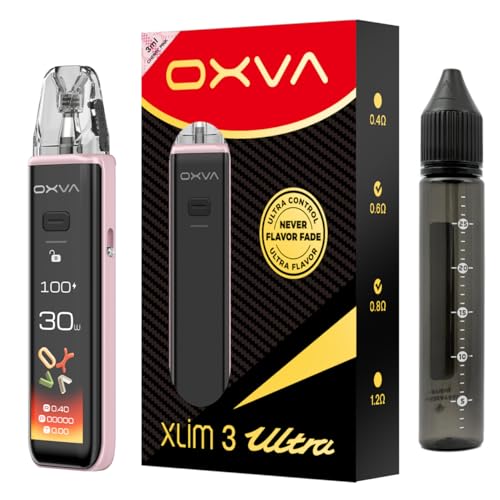 OXVA XLIM 3 ULTRA Pod �G�N�X���� 3 �E���g�� VAPE�b1500mAh�o�b�e���[�����E�ő�30W�o�́E�^�b�`�X�N���[�����ځbIndian Strawberry ���j�R�[���{�g��1�{�t�� (Cherry Pink)