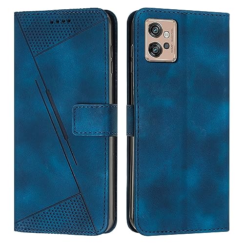 Étui portefeuille Moto G32 bleu anti-chute avec fente carte