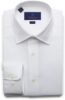 David Donahue Camisa de vestir de sarga de manga larga para hombre