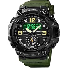 BESTKANG Large Face Outdoor Digital Sports Watches Mens Dual Dial Tactical Waterproof Watches LED Backlight Stopwatch Alarm Watch for Men