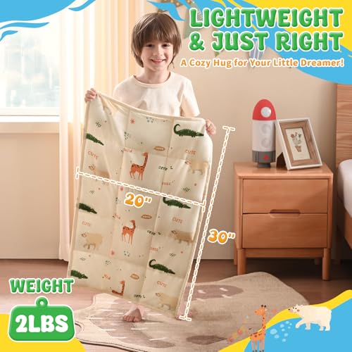 anfie Weighted Lap Pad 2 Pounds, Weighted Blanket Kids(20"*30") Cooling Blanket for Sleeping,Weighted Throw Blanket for Travel Indoor Outdoor (Beige Animal)