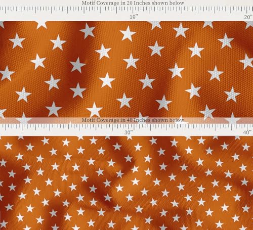 Image of Soimoi Orange Cotton Canvas Fabric Stars Star Printed Fabric 1 Meter 58 Inch Wide