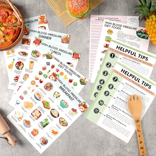 Image of Sinload 12 Pcs High Blood Pressure Meal List Poster Hypertension Diet Food List Plan High Blood Pressure Grocery Shopping Guide Chart