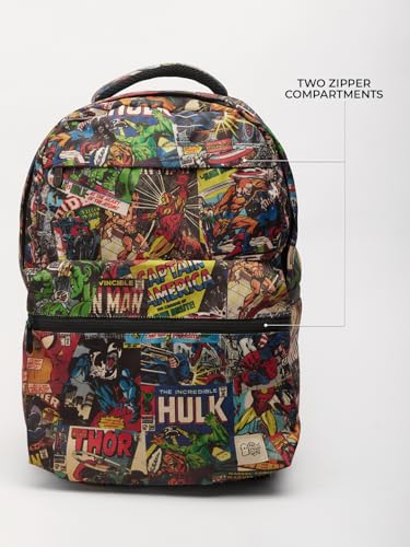 Image of The Souled Store Marvel: Mightiest Heroes Backpacks | 19.47L Rugged Cotton Canvas Laptop Bag | 15.5 Inch Tech Sleeve & Luggage Strap | Premium Avengers Edition Travel & College Rucksack