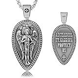 ARCHANGEL ST.GABRIEL PROTECT US PRAYER MEDAL SOLID STERLING SILVER PENDANT NECKLACE