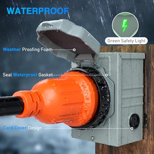 Image of Nilight 30A 50FT Generator Extension Cord Power Inlet Box with Locking Connector 125 /250V 7500W 10 Gauge STW ETL Listed 4 Prong L14-30P L14-30R Cable for RV Outdoor Use